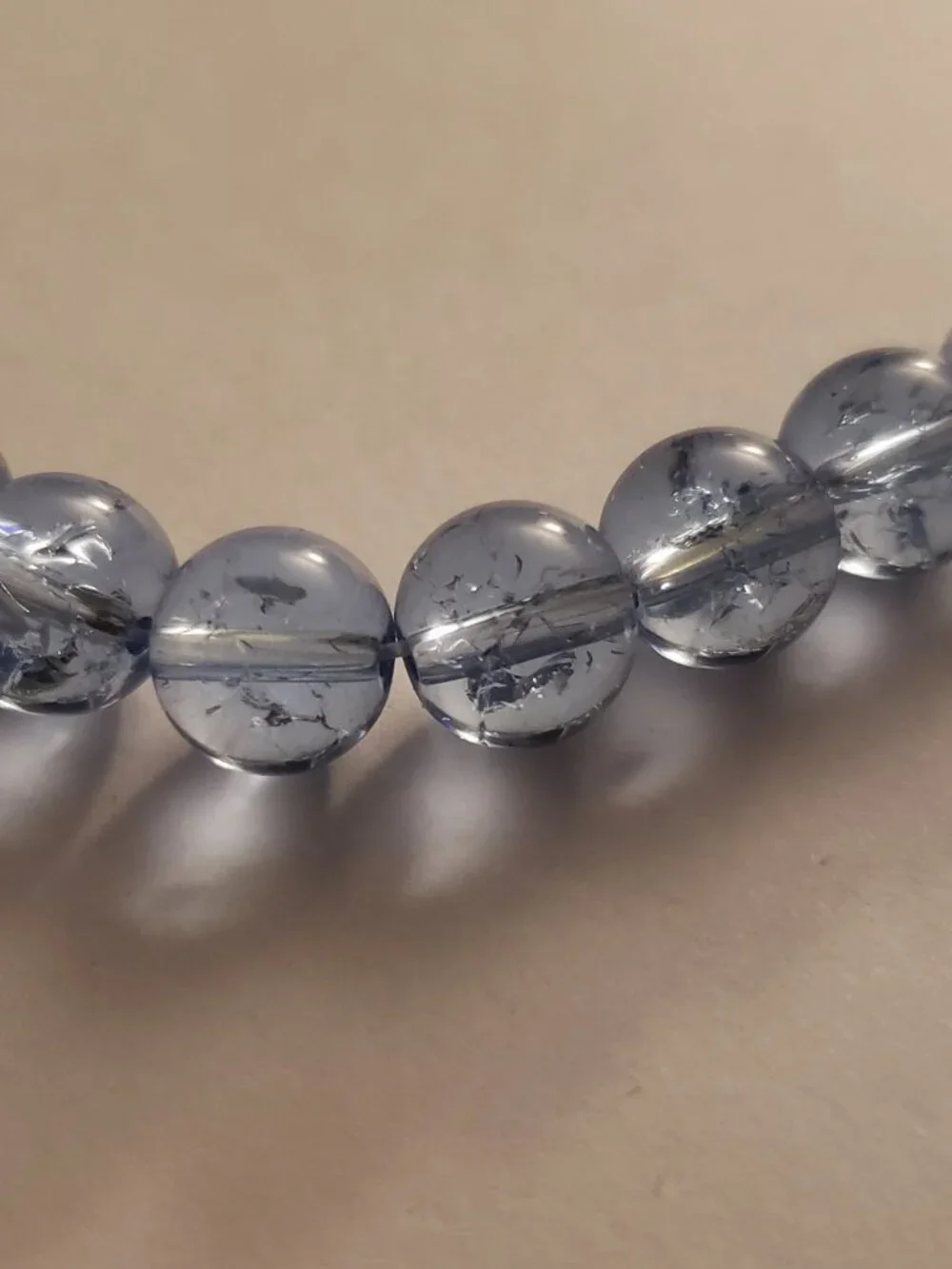 Blue Round Crackle Glass Beads Strand of Beads Jewelry Making Crafting